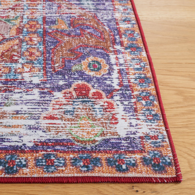 Ziebarth 161 M/W S/R Area Rug In Red / Navy, Rectangle 3' x 5'