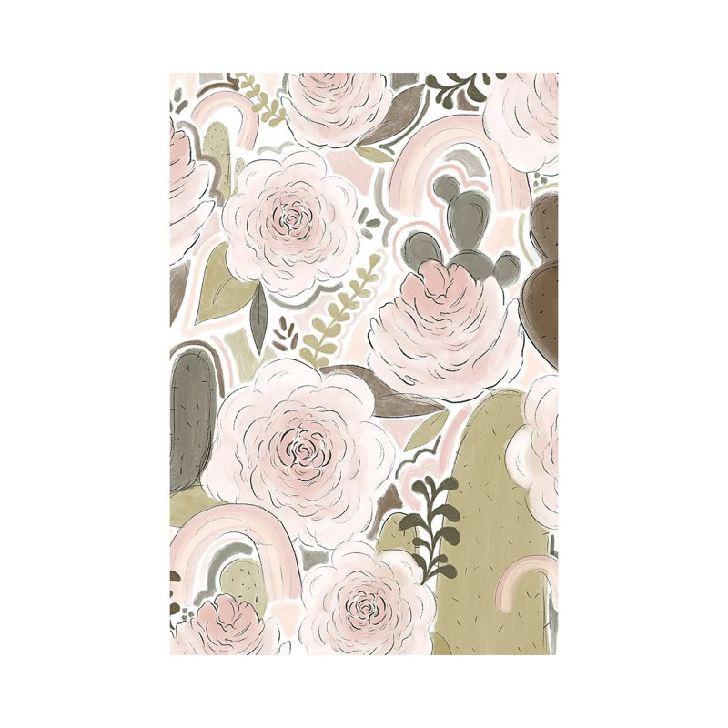 Rainbow Cactus Florals by Katie Bryant - Wrapped Canvas Gallery-Wrapped Canvas Giclée, 66.04 cm H x 45.72 cm W x 3.175 cm D