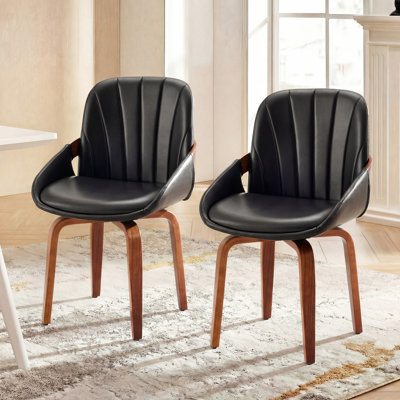 Modern Upholstered Faux Leather Dining Chairs with Swivel