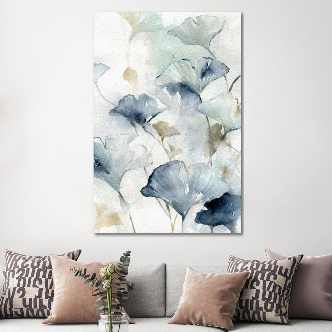 Indigo Gingko II by Carol Robinson - Painting Print on Canvas