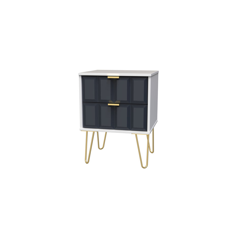 Fully Assembled Alkim Manufactured Wood Bedside Table, White/Grey