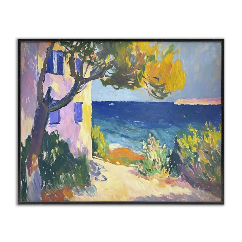 Maison sur le littoral, estampe numérique par Ramona Murdock, Giclée encadrée noir minuit, H 16 po x l 20 po