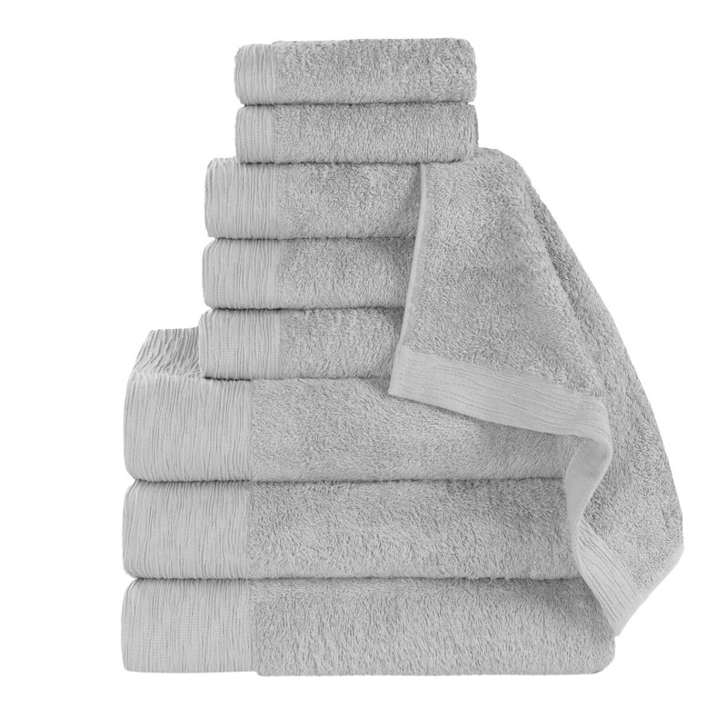 Ensemble de serviettes en rayonne de bambou et en coton mélangé hypoallergénique, Platine, Ensemble de serviettes 9 pièces
