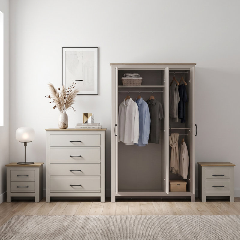 Limestone Alezae 4 Piece Bedroom Set, Light Grey