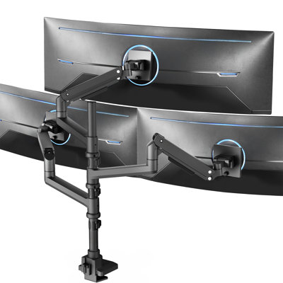 Vivo Pneumatic Triple Ultrawide Computer Monitor Desk Mount For Screens Up To 49"