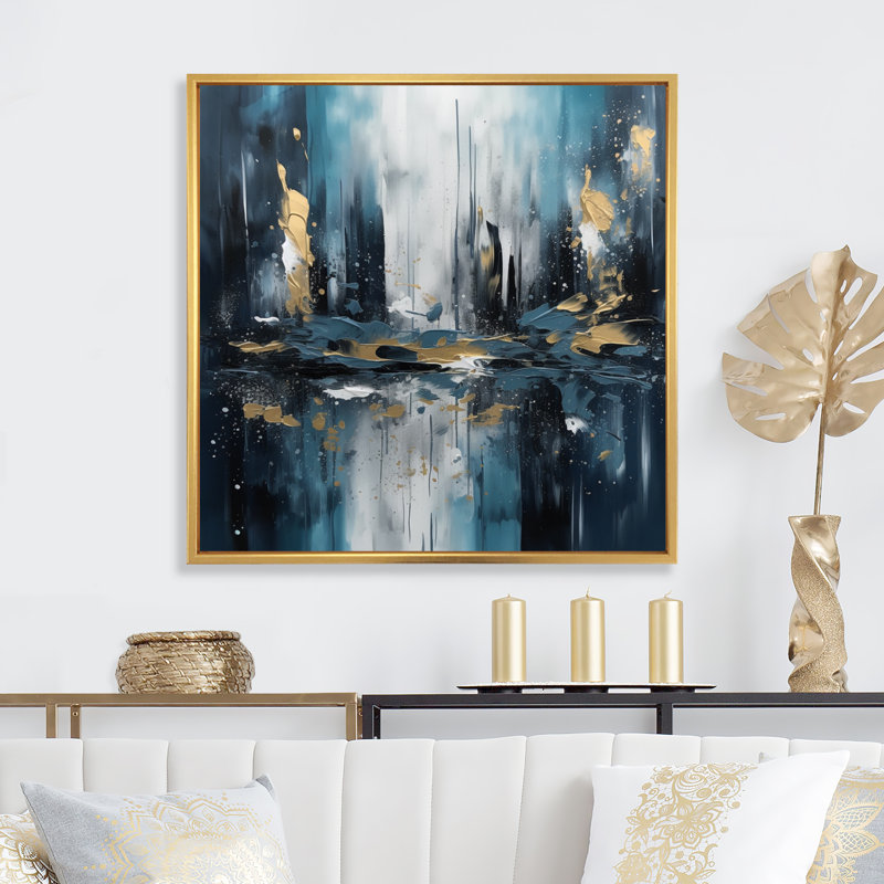 Bondon sur toile, H 30 po x l 30 po x P 1 po, Cadre flottant doré