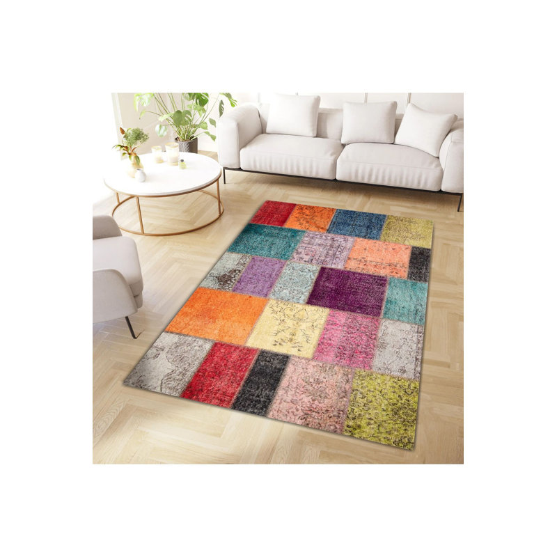 Tapis décoratif multicolore Patchwork Look, Rectangle 3 pi 3 po x 4 pi 11 po