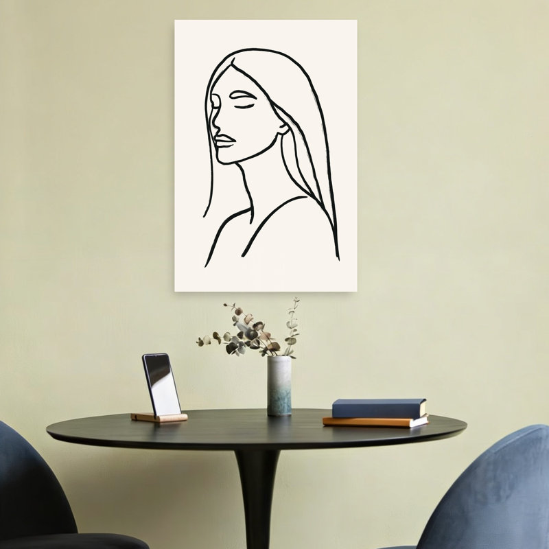 Serene Profile Drawing Abstract Minimalist Modern Wall Art Print 1 Piece Wrapped Canvas Wall Art, 60.96cm H x 40.64cm W