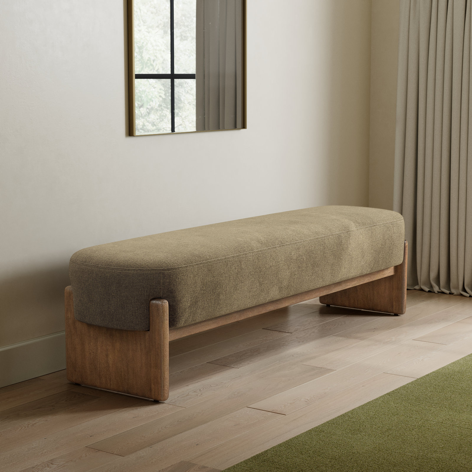 Gusman 76" Bedroom Bench, Sutton Olive Acrylic