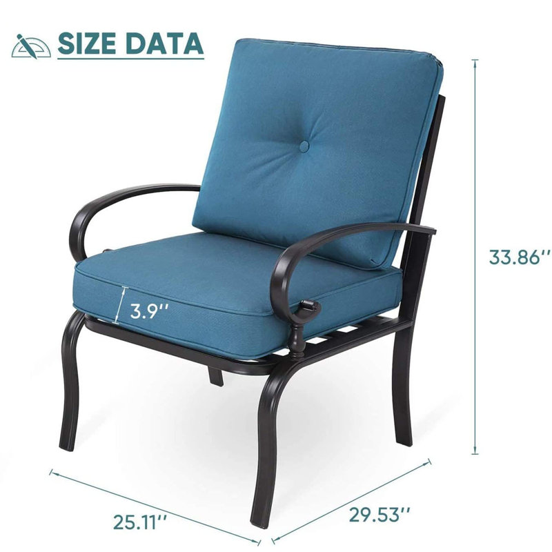 Chaise de patio avec coussins Abubakarr, Bleu paon