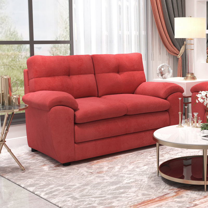 Kenn Upholstered 62.5'' Loveseat, Bulldozer Burgundy