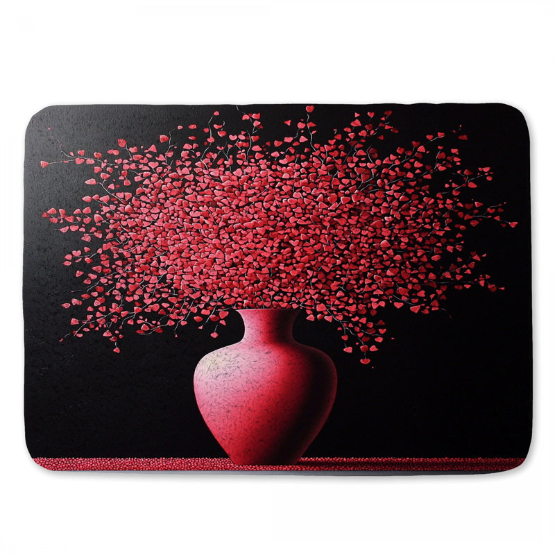 Vase tapis de bain floral contemporain pour salle de bain, L 24 po x l 17 po