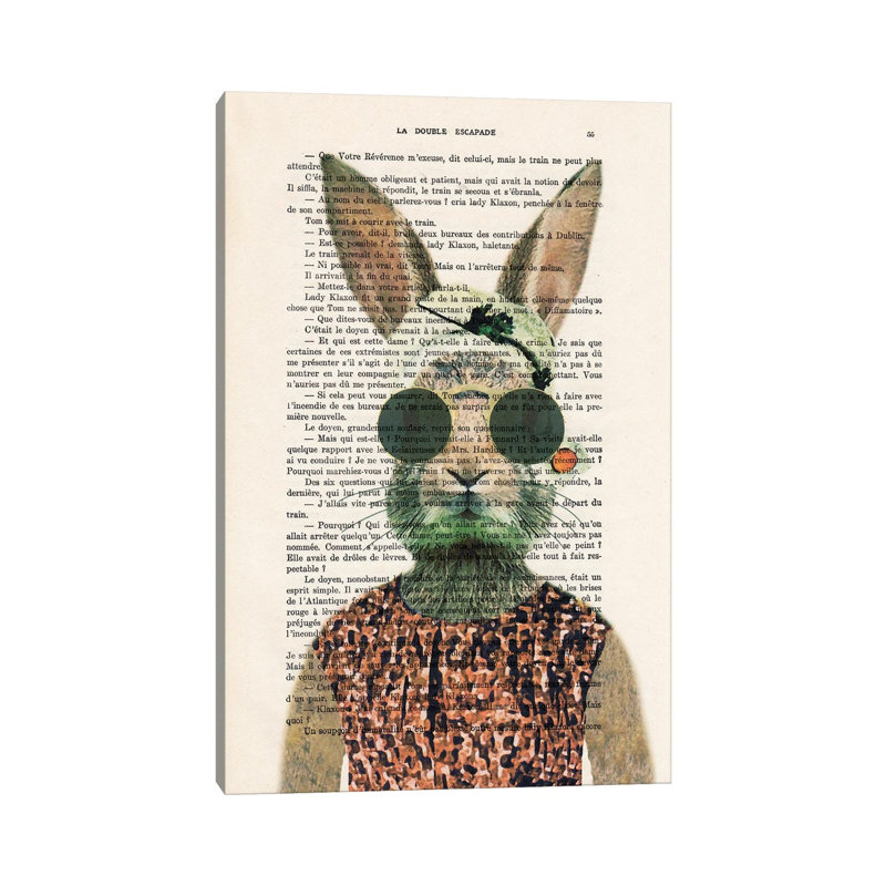 «Vintage Rabbit» par Coco De Paris, impression sur toile tendue, H 18 po x l 12 po x 1,5 po