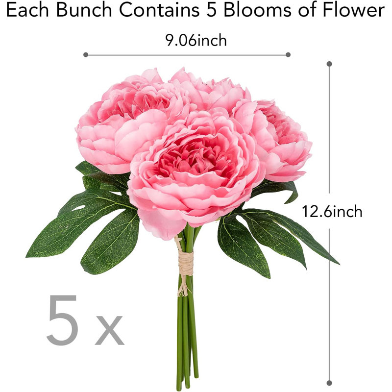 Peony Bundle Arrangement - 5pcs, Hot Pink