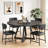 47IN Black Round Dining Table: Pedestal Metal Frame, Space-Saving Industrial Style-16505550-9352075