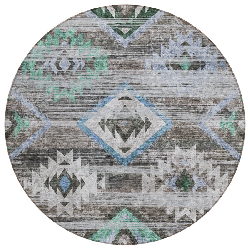Tapis intérieur / extérieur Malchow avec envers antidérapant, Rond 8 pi