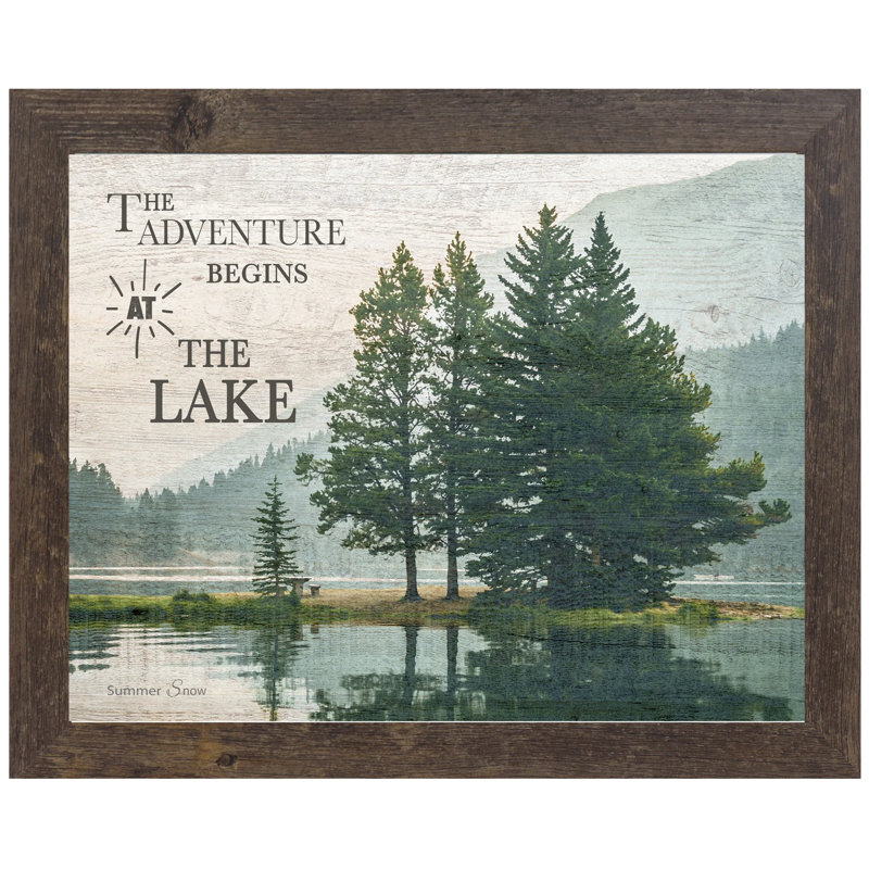 Les aventures commencent au bord du lac, art encadré