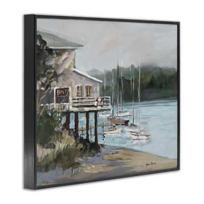 Bateau, port de plaisance, estampe numérique par Jane Slivka