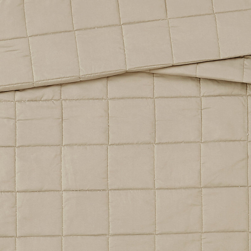 London Fog Garment Wash Solid Quilt Set, Full/Queen Quilt + 2 Standard Shams, Khaki