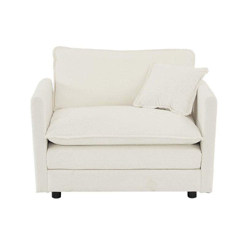 Canapé à siège simple 41,4 po de profondeur avec coussin décoratif, Blanc