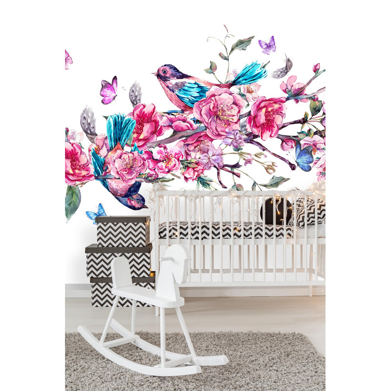 Murale de jardin aquarelle vintage Casey, L 9,17 pi x l 175 po