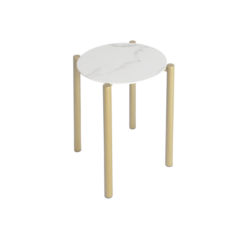 Tonya End Table, White, Gold