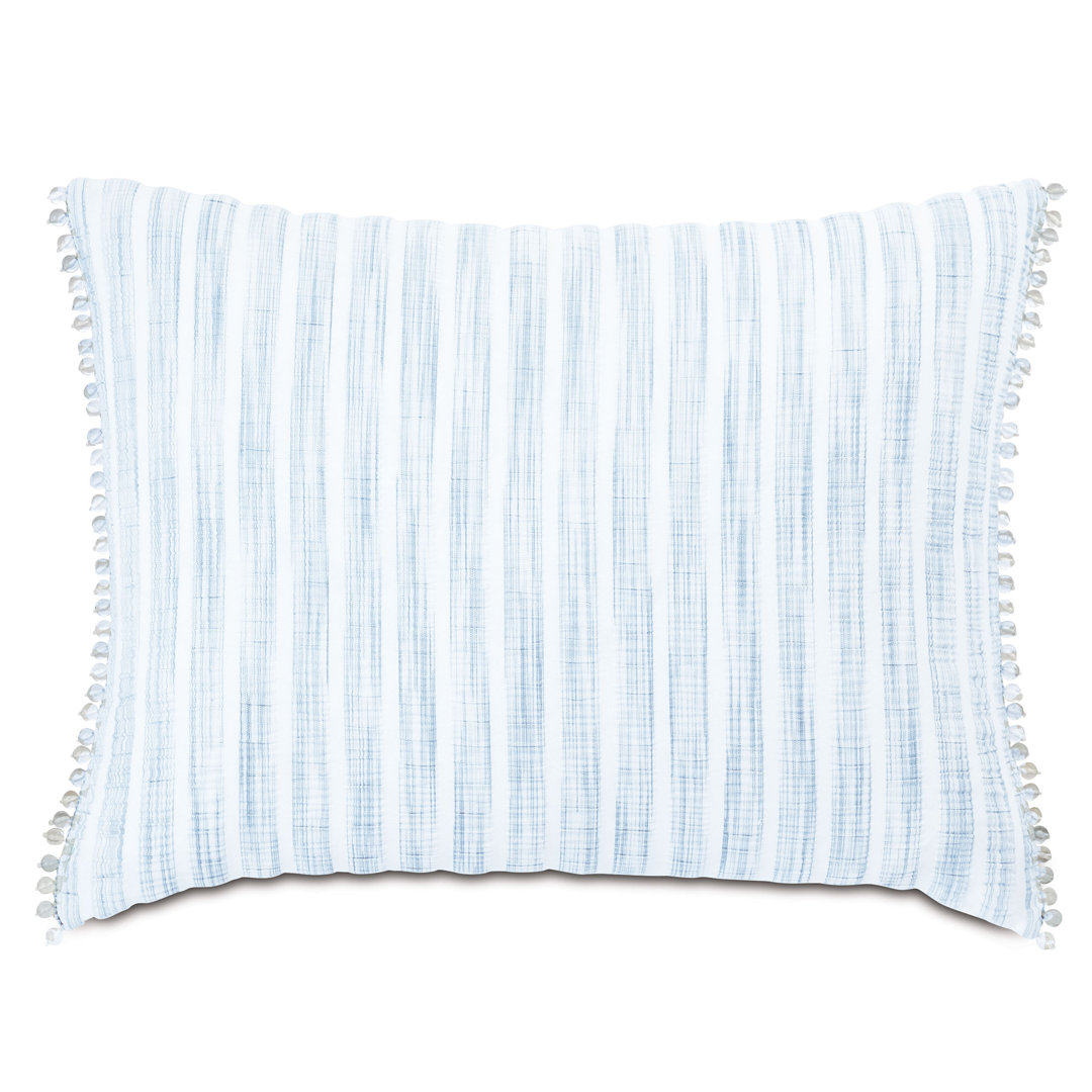 Castaway White/Blue Cotton Blend Piece Sham Eastern Accents 
