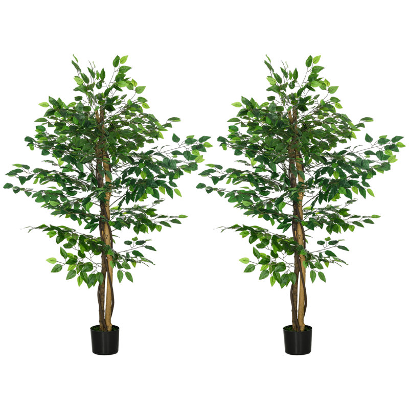 Ensemble de 2 ficus artificiels en pot, H 59 po x l 5,9 po x P 5,9 po
