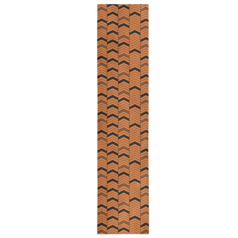 Chemin de table Festive Hol, L 90 po x l 16 po, Noir / Orange, Polyester