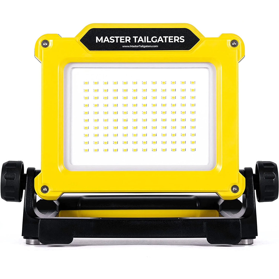 Portable LED Work Flood Light Powered by DeWalt 20v Battery or Wall Plug (3 Brightness Settings) Master Tailgaters