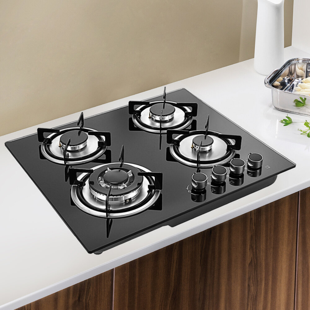 karinear 12 Inch 2 Burners Built-in LPG/NG Tempered Glass Gas Cooktop