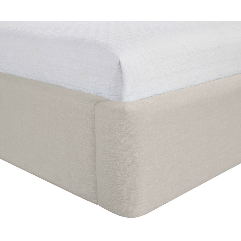 Kendall Wanaque Linen Textured Fabric Upholstered Bed, Beige Linen Textured Fabric, Twin