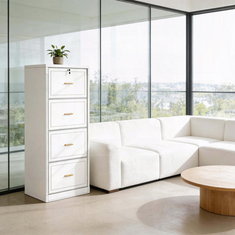 4-Drawer Vertical File Cabinet – Lockable, Letter/Legal/A4/F4
