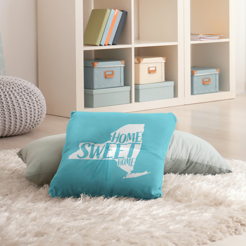 Coussin de sol touffeté home, 30 po x 30 po, Bleu sarcelle, New York