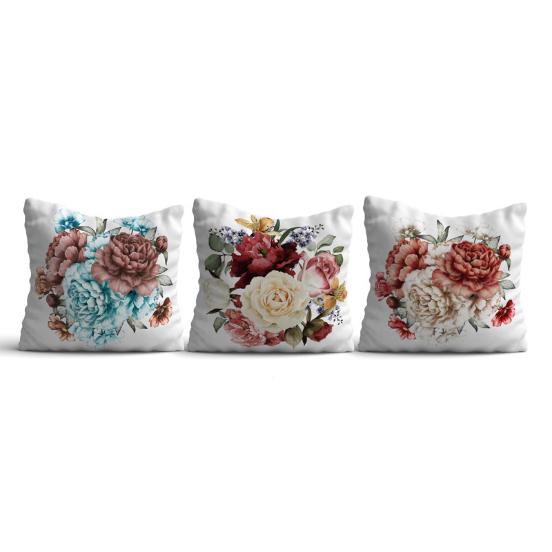 Ensemble de housses de coussin élégantes (3 pièces), 50% coton, 50% polyester | Lavable à la machine, repassable, impression numérique | Parfait pour la décoration intérieure, le salon et la chambre à coucher
