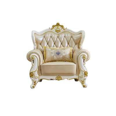 Fauteuil en cuir véritable capitonné européen