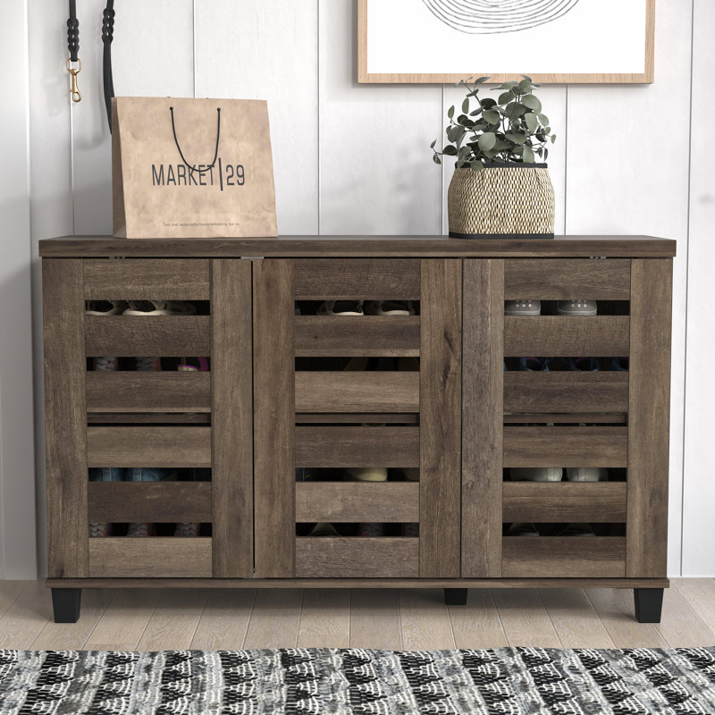 16-Pair Steelside Lismore Shoe Storage Cabinet (Dark Dusty Oak) 