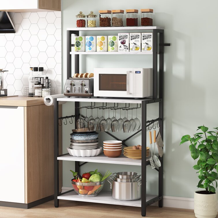 5-Tier Kitchen Bread Rack, Microwave Oven Stand, Kitchen Baker's Rack,  Heavy Duty Organizer Rack, Adjustable Utility Storage Shelf for Living  Room