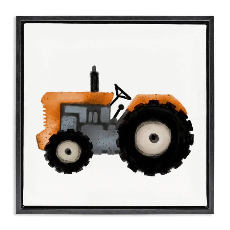"Farm Tractor", encadrée par Elizabeth Medley, Cadre flottant noir de jais, H 18 po x l 18 po