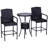 Rattan Wicker Bar Set for 3 PCS with Ice Buckets, Patio Furniture with 1 Bar Table and 2 Bar Stools for Poolside, Backyard, Porches