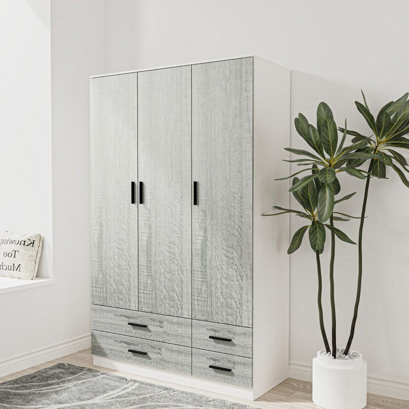 Retonia Manufactured Wood Wardrobe, White/Ash Grey