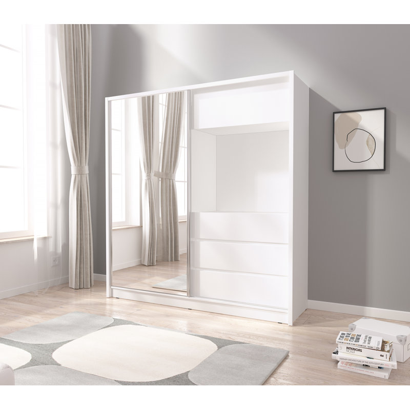 Aghilas 2 Door Manufactured Wood Wardrobe, White Matt