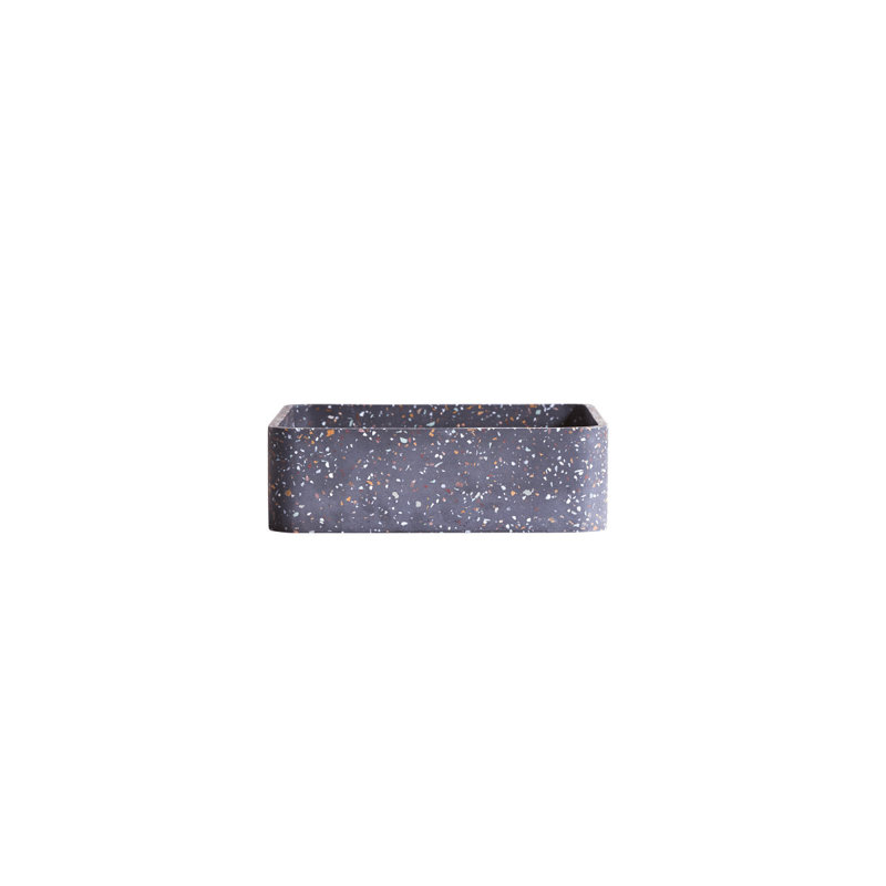 Thais Square Black Terrazzo Bathroom Sink, Confetti