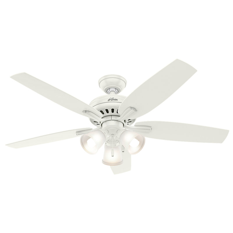 52" Newsome 5 - Blade Standard Ceiling Fan with Pull Chain and Light Kit Included, Fresh White