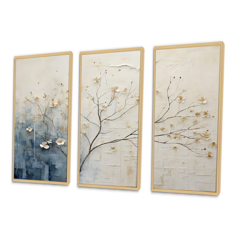 Minimalisme beige et bleu campagne - ensemble de décoration murale campagne, H 40 po x l 60 po x P 1 po