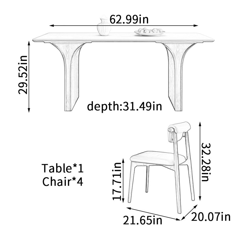 Table de salle à manger Vintage, H 29,52 po x L 62,99 po x l 31,49 po
