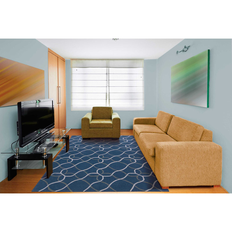 Tapis argenté contemporain fait à la main Asuncion, Rectangle 8 pi x 10 pi 6 po