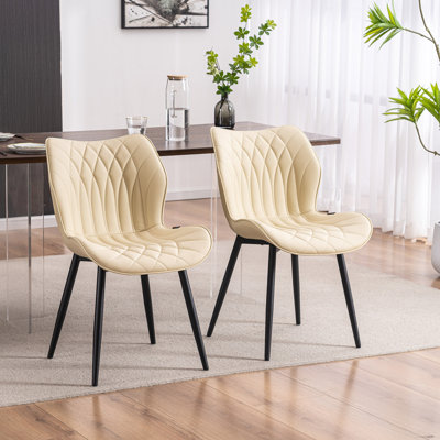 Upholstered Dining Chairs Faux Leather Side Chair with Metal Frame