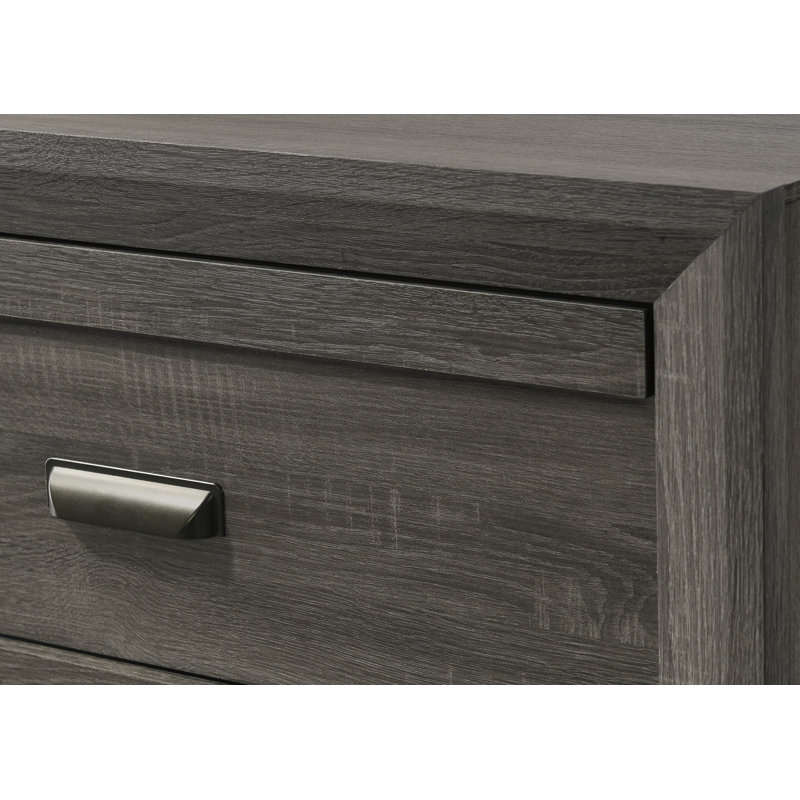 Commode de rangement rustique contemporaine à 5 tiroirs, meubles de chambre en bois à finition grise | Idée de cadeau, Gris