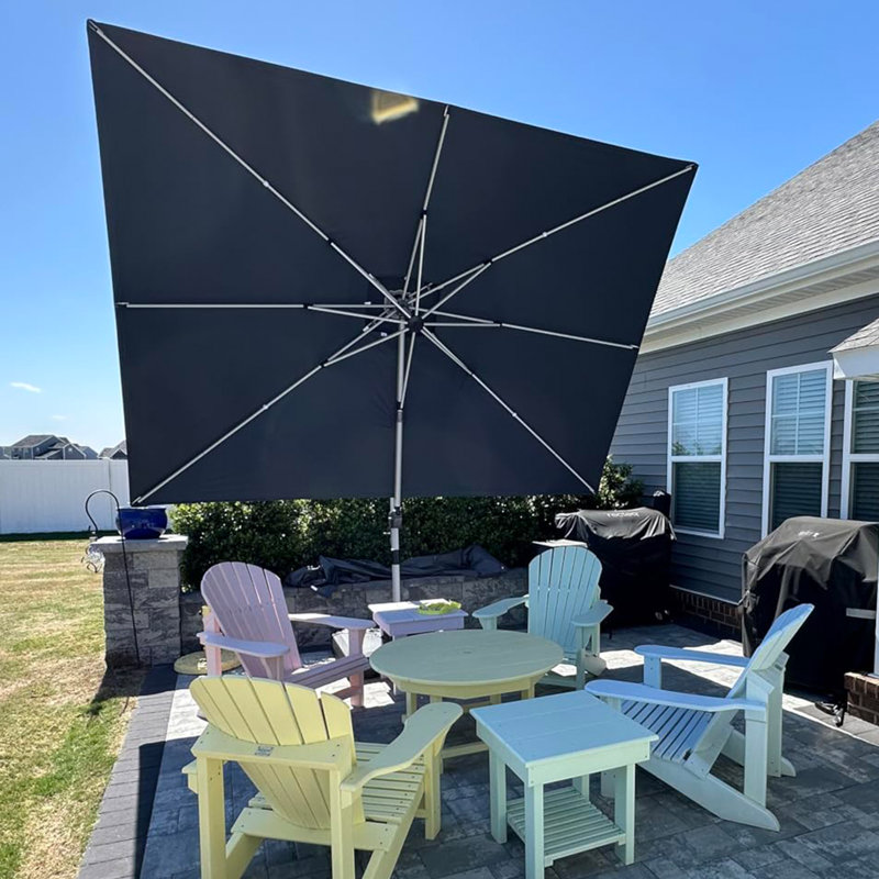 Parasol carré en porte-à-faux l 132 po Ianthe avec rotation à 360 degrés et inclinaison , Gris